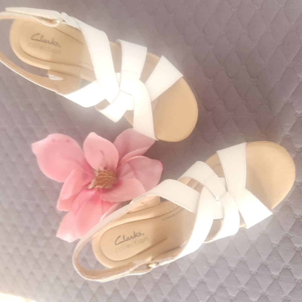 Clarks Collection White Crisscross Sandals